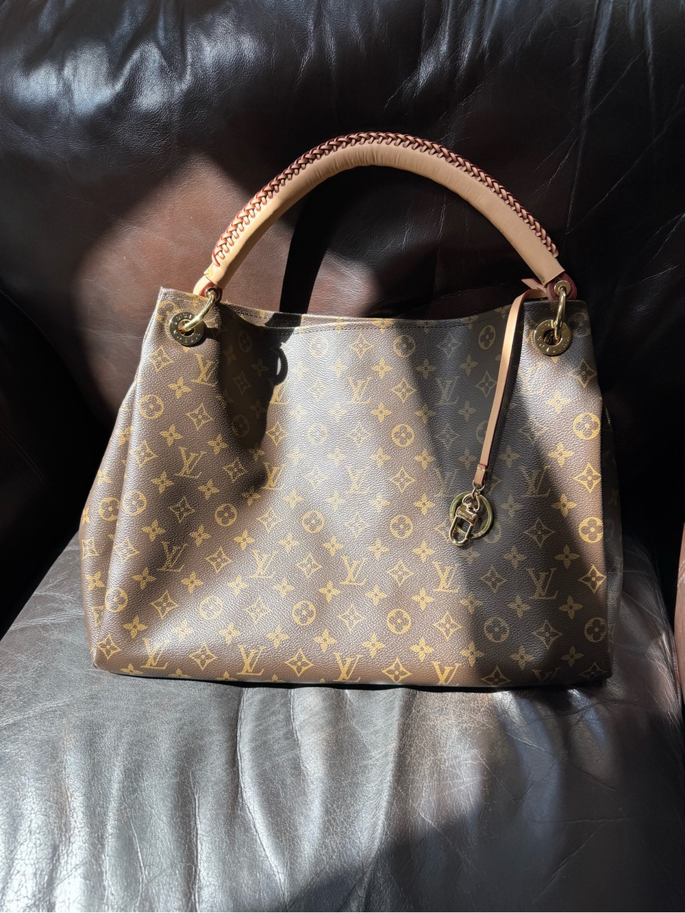 Luxury Brown Monogram Tote with Vachetta Handle